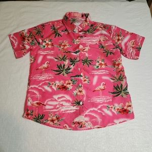 SSLR pink Hawaiian short sleeved button down shirt. Size large